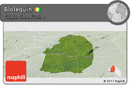 Satellite Panoramic Map of Blolequin, lighten