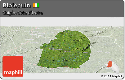 Satellite Panoramic Map of Blolequin, lighten