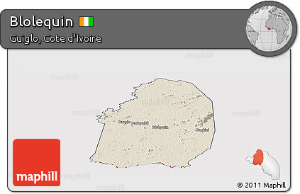 Shaded Relief Panoramic Map of Blolequin, cropped outside