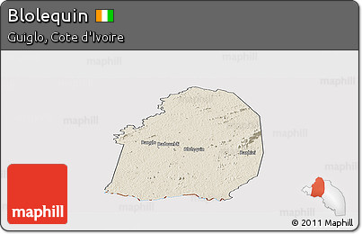 Shaded Relief Panoramic Map of Blolequin, cropped outside