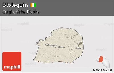 Shaded Relief Panoramic Map of Blolequin, cropped outside