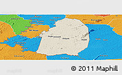 Shaded Relief Panoramic Map of Blolequin, political outside