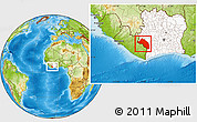 Physical Location Map of Guiglo, highlighted country