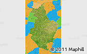 Satellite 3D Map of Korhogo, political outside