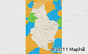 Shaded Relief 3D Map of Korhogo, political outside