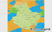 Physical Panoramic Map of Korhogo, political outside
