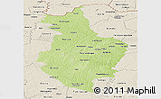 Physical Panoramic Map of Korhogo, shaded relief outside