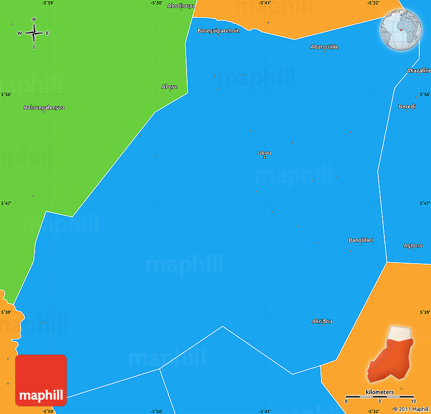 Political Simple Map of Lakota