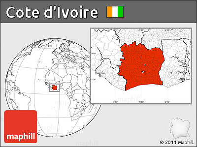 Blank Location Map of Cote D'Ivoire