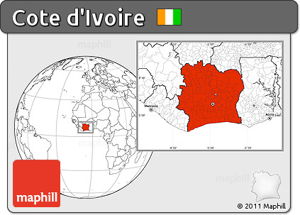 Blank Location Map of Cote D'Ivoire