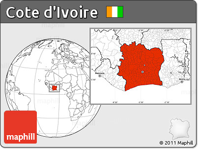 Blank Location Map of Cote D'Ivoire