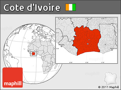 Blank Location Map of Cote D'Ivoire, highlighted continent