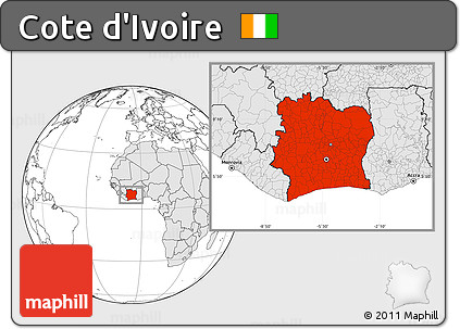 Blank Location Map of Cote D'Ivoire, highlighted continent