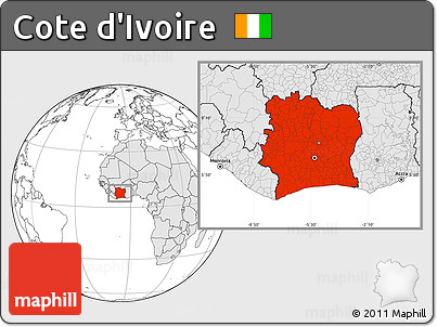 Blank Location Map of Cote D'Ivoire, highlighted continent