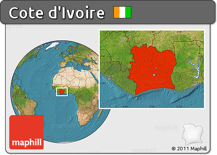 Satellite Location Map of Cote D'Ivoire
