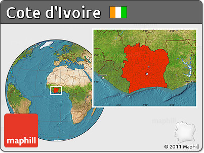 Satellite Location Map of Cote D'Ivoire