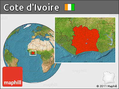 Satellite Location Map of Cote D'Ivoire