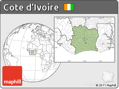 Savanna Style Location Map of Cote D'Ivoire, blank outside