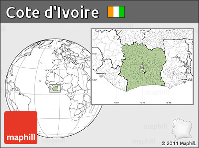 Savanna Style Location Map of Cote D'Ivoire, blank outside