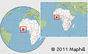 Savanna Style Location Map of Cote d'Ivoire, highlighted continent, within the entire continent