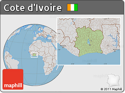 Savanna Style Location Map of Cote D'Ivoire, lighten, desaturated, land only
