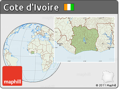 Savanna Style Location Map of Cote D'Ivoire, lighten