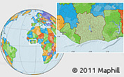 Savanna Style Location Map of Cote d'Ivoire, political outside
