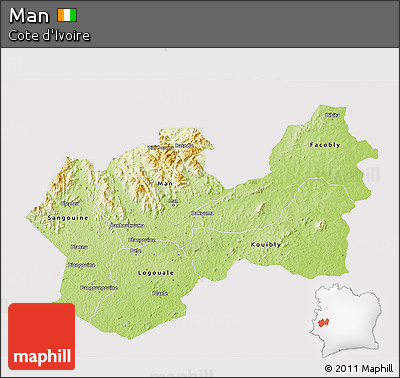 Physical 3D Map of Man, cropped outside
