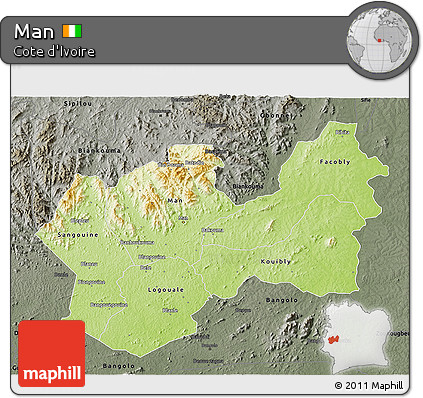 Physical 3D Map of Man, darken, semi-desaturated