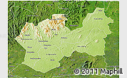 Physical 3D Map of Man, satellite outside