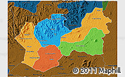 Political 3D Map of Man, darken