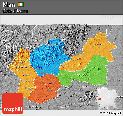 Political 3D Map of Man, desaturated