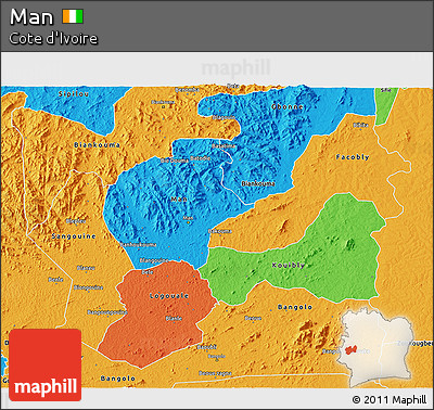 Political 3D Map of Man
