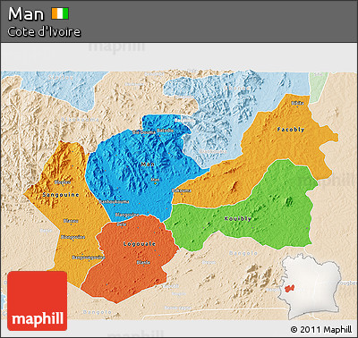 Political 3D Map of Man, lighten