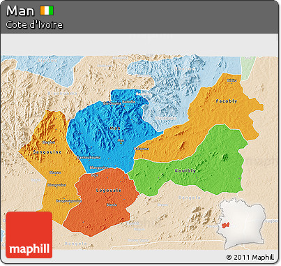 Political 3D Map of Man, lighten