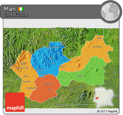 Political 3D Map of Man, satellite outside