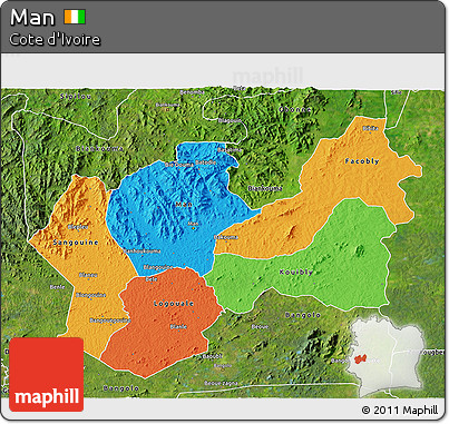 Political 3D Map of Man, satellite outside
