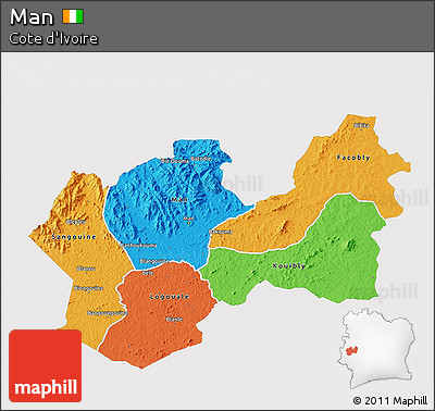 Political 3D Map of Man, single color outside