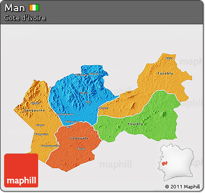 Political 3D Map of Man, single color outside