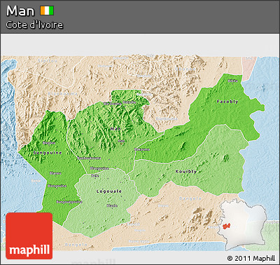 Political Shades 3D Map of Man, lighten