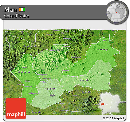 Political Shades 3D Map of Man, satellite outside