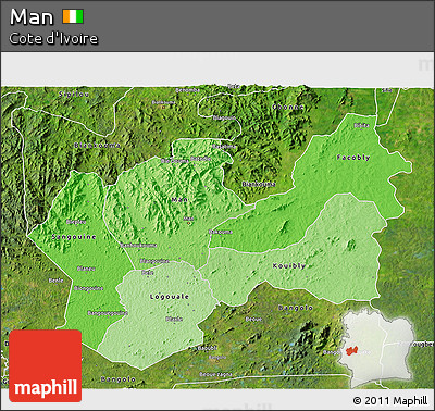 Political Shades 3D Map of Man, satellite outside