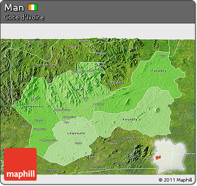Political Shades 3D Map of Man, satellite outside