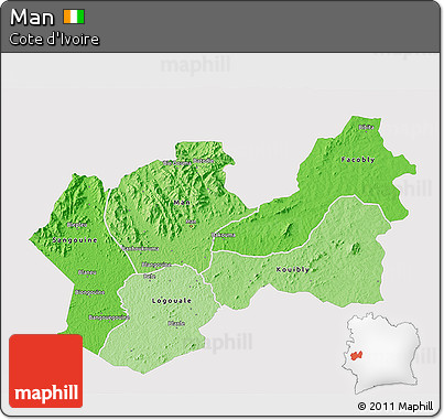 Political Shades 3D Map of Man, single color outside