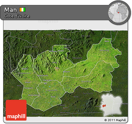 Satellite 3D Map of Man, darken