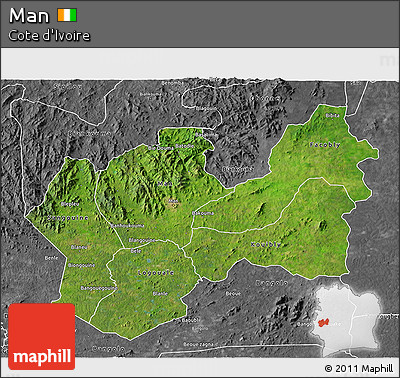 Satellite 3D Map of Man, desaturated