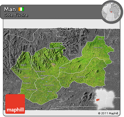 Satellite 3D Map of Man, desaturated