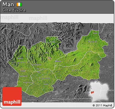 Satellite 3D Map of Man, desaturated