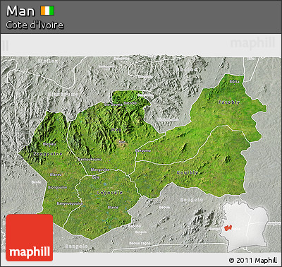 Satellite 3D Map of Man, lighten, semi-desaturated