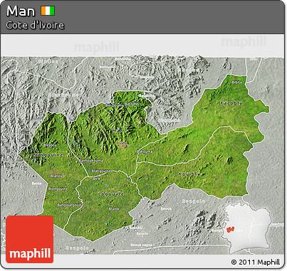 Satellite 3D Map of Man, lighten, semi-desaturated